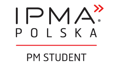 logo, białe tło, czarne litery IPMA Polska PM Student