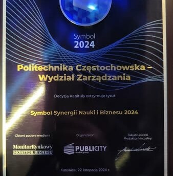 Dyplom Symbol Synergii Nauki i Biznesu 2024