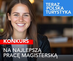 Na zdjęciu po lewej widoczna uśmiechnięta dziewczyna. Po prawej na niebieskim tle: Teraz Polska. Na dole: konkurs na najlepszą pracę dyplomową magisterską