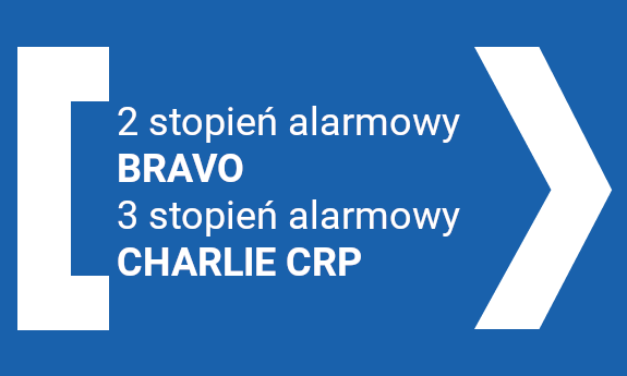 2 stopień alarmowy BRAVO oraz 3 stopień alarmowy CHARLIE CRP